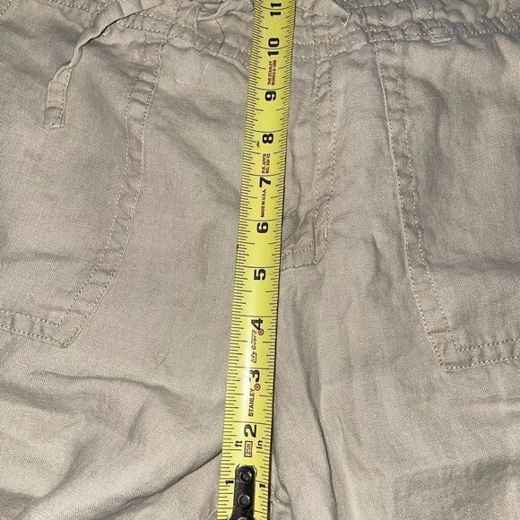 LIZ CLAIBORNE Liz wear khaki linen drawstring 4 pocket shorts - Picture 15 of 16